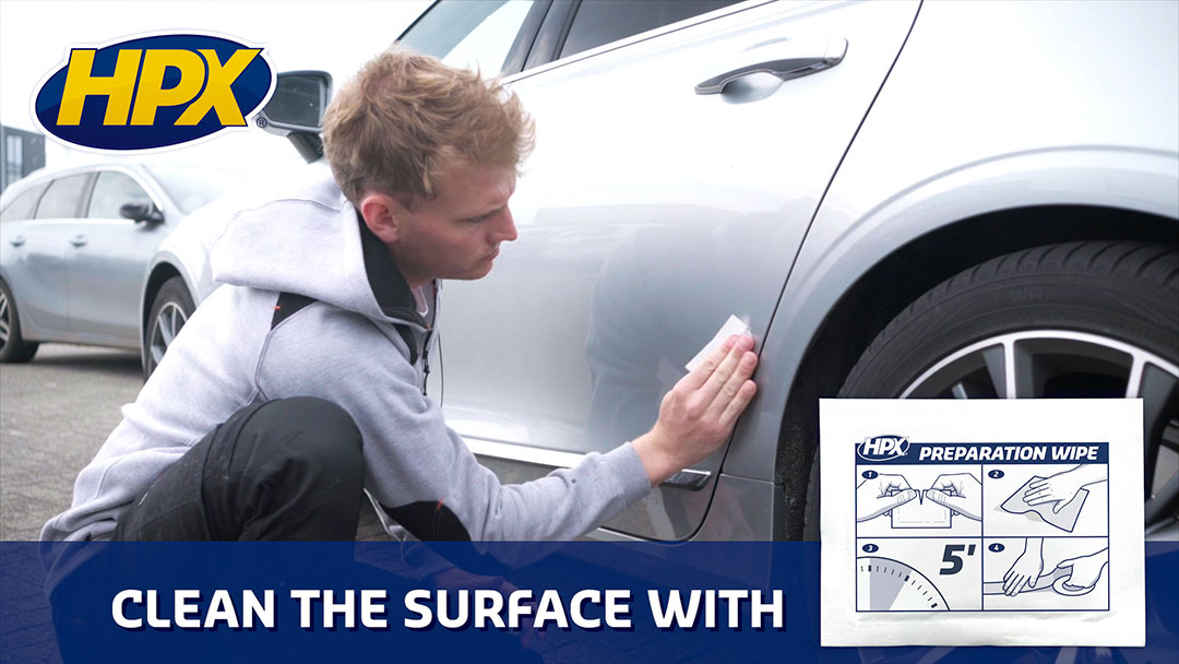 Use the included preparation wipe to clean the surface where the film will be applied.
